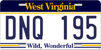WV license plate DNQ195