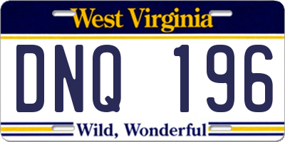 WV license plate DNQ196