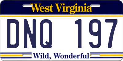 WV license plate DNQ197