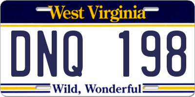WV license plate DNQ198