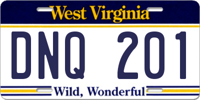 WV license plate DNQ201