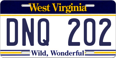 WV license plate DNQ202