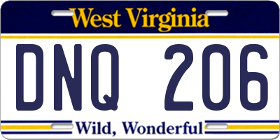 WV license plate DNQ206