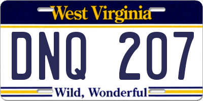 WV license plate DNQ207