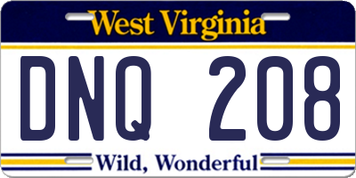 WV license plate DNQ208