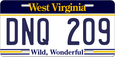 WV license plate DNQ209