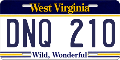 WV license plate DNQ210