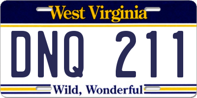 WV license plate DNQ211