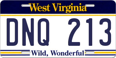 WV license plate DNQ213