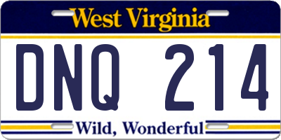 WV license plate DNQ214