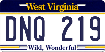 WV license plate DNQ219