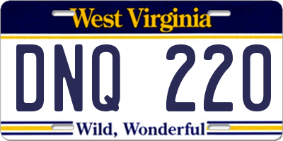 WV license plate DNQ220