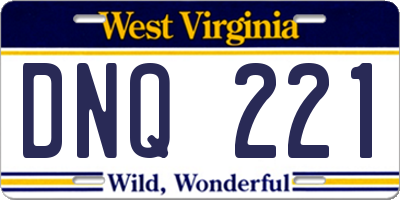 WV license plate DNQ221