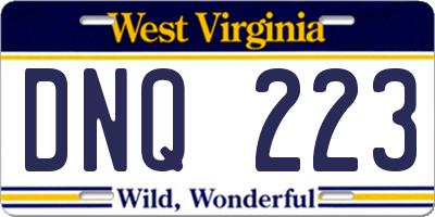 WV license plate DNQ223