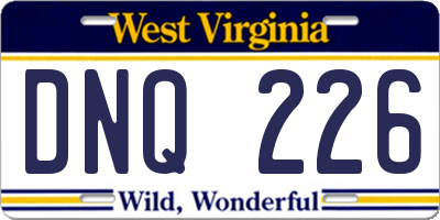 WV license plate DNQ226