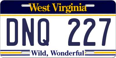WV license plate DNQ227