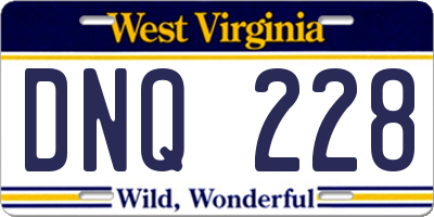 WV license plate DNQ228