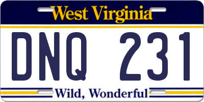 WV license plate DNQ231