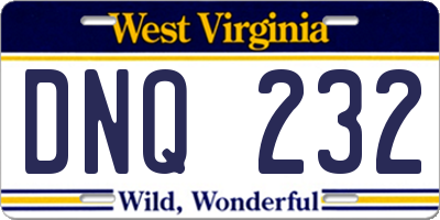 WV license plate DNQ232