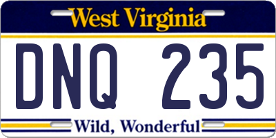 WV license plate DNQ235