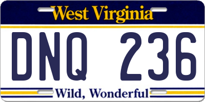 WV license plate DNQ236