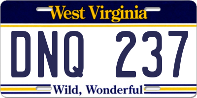 WV license plate DNQ237