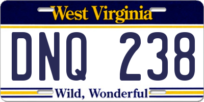 WV license plate DNQ238