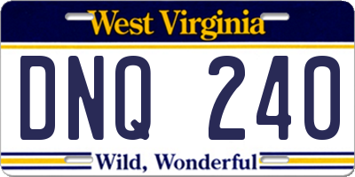 WV license plate DNQ240