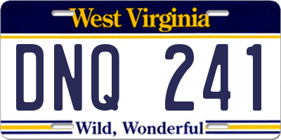WV license plate DNQ241