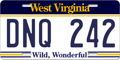 WV license plate DNQ242
