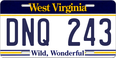WV license plate DNQ243