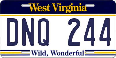 WV license plate DNQ244