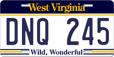 WV license plate DNQ245