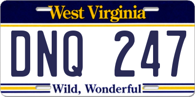 WV license plate DNQ247