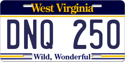 WV license plate DNQ250
