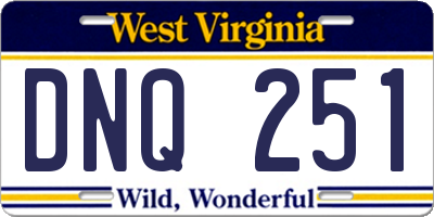 WV license plate DNQ251