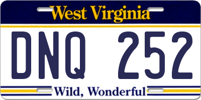 WV license plate DNQ252