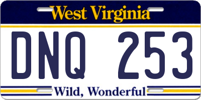 WV license plate DNQ253