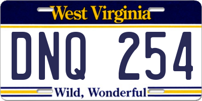 WV license plate DNQ254