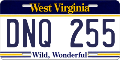 WV license plate DNQ255