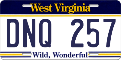 WV license plate DNQ257
