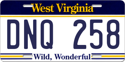 WV license plate DNQ258