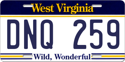 WV license plate DNQ259