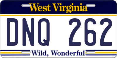 WV license plate DNQ262