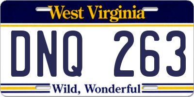 WV license plate DNQ263