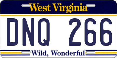 WV license plate DNQ266