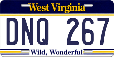 WV license plate DNQ267