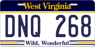 WV license plate DNQ268