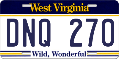 WV license plate DNQ270