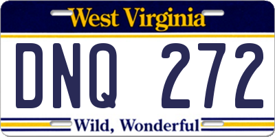 WV license plate DNQ272